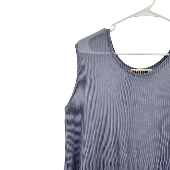 Bodil Women's 100% Poly Chiffon Pleated Midi Dress Blue- L - Picture 2 of 7